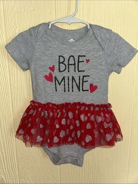 "BAE MINE" Onesie with Red Heart Tulle Skirt